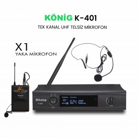 KÖNİG K-401 TEKLİ TELSİZ MİKROFON YAKA